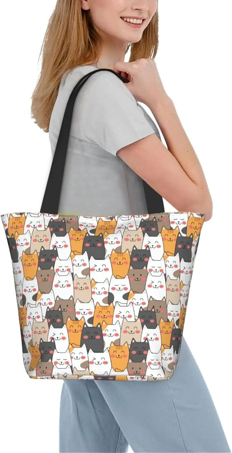 Tote Bag For Women Shoulder Bags Casual Shopping Cloth Reusable Handbags Heavy Duty For Beach Groceries Books Gym Work Travel