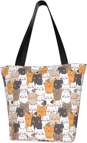 Tote Bag For Women Shoulder Bags Casual Shopping Cloth Reusable Handbags Heavy Duty For Beach Groceries Books Gym Work Travel
