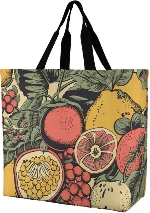 Tote Bag Grocery Bag for Women Shopping Bag Fruits And Leaves Handbags Beach Bag Shoulder Bag for Shopping