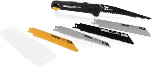 ToughBuilt - Folding Jab/Utility Saw, Drywall Blade w/triple-edge teeth (8 TPI) for faster cutting,   4 Blades, Quick-fold and blade release mechanism - TB-H4S5-23FU