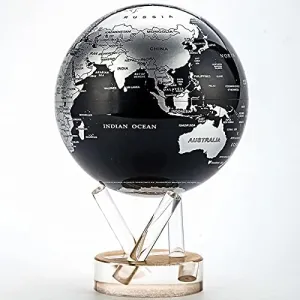 Toys World Globe Light Energy Rotation Floating Globe Office Study Decoration Creative Birthday 4.5/6/8.5IN Colorful Map for Early Learning and Teaching (Color : Black, Size : 4.5in) (Black 8.5in)
