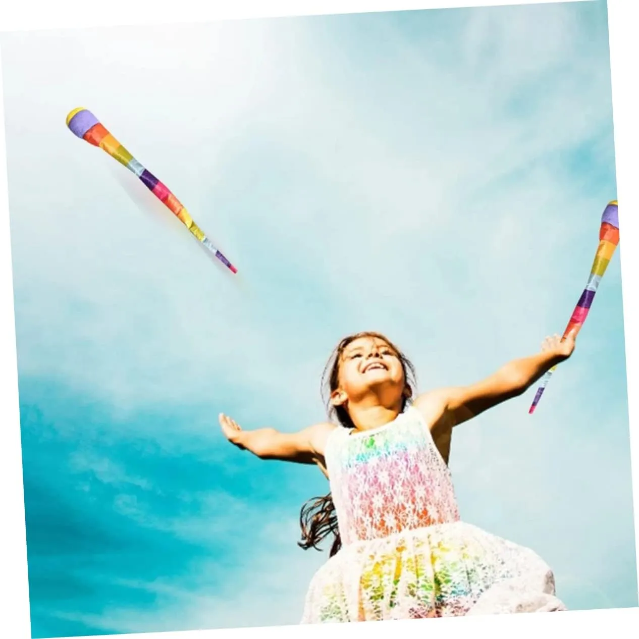 Toyvian 4 Pcs Throw and Catch Comet Balls with Rainbow Tail for School Sports Training, 25.5 inch Long