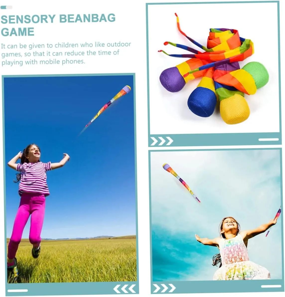 Toyvian 4 Pcs Throw and Catch Comet Balls with Rainbow Tail for School Sports Training, 25.5 inch Long