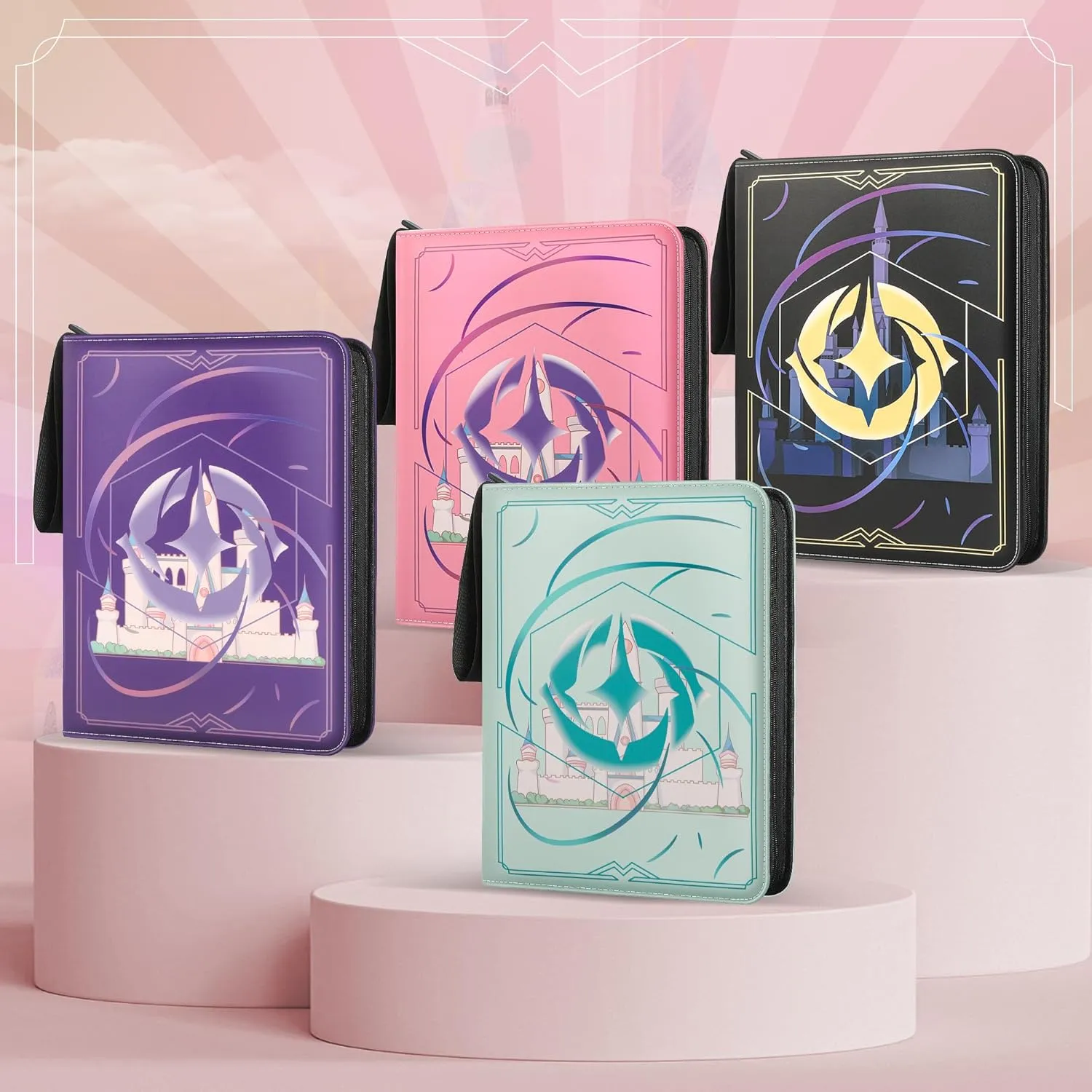Trading Card Binder for Lorcana Cards Premium 4 Pocket Card Binder Compatible with Lorcana Cards 440 Pockets Capacity for TCG Storage Display Collection（Green 4)