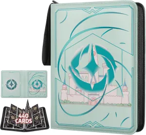 Trading Card Binder for Lorcana Cards Premium 4 Pocket Card Binder Compatible with Lorcana Cards 440 Pockets Capacity for TCG Storage Display Collection（Green 4)