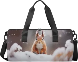 Travel Duffel Bag Cute Squirrel Sports Gym Bag for Womens Mens, Waterproof Weekend Overnight Bag Lightweight Carry on Bag for Airplanes Yoga Dance Beach Swim Hospital Holdalls,A-2048