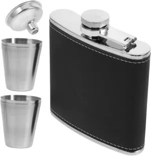 Travel Flask Cup Funnel 6oz Stainless Steel Wine Flask for Adventure Leakproof