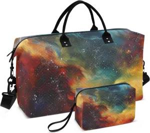 Travel Hand Bag Weekender/Overnight Duffel Sports Duffel Bags with Toiletry Bag for Trip Foldable Rainbow-colored Nebulae