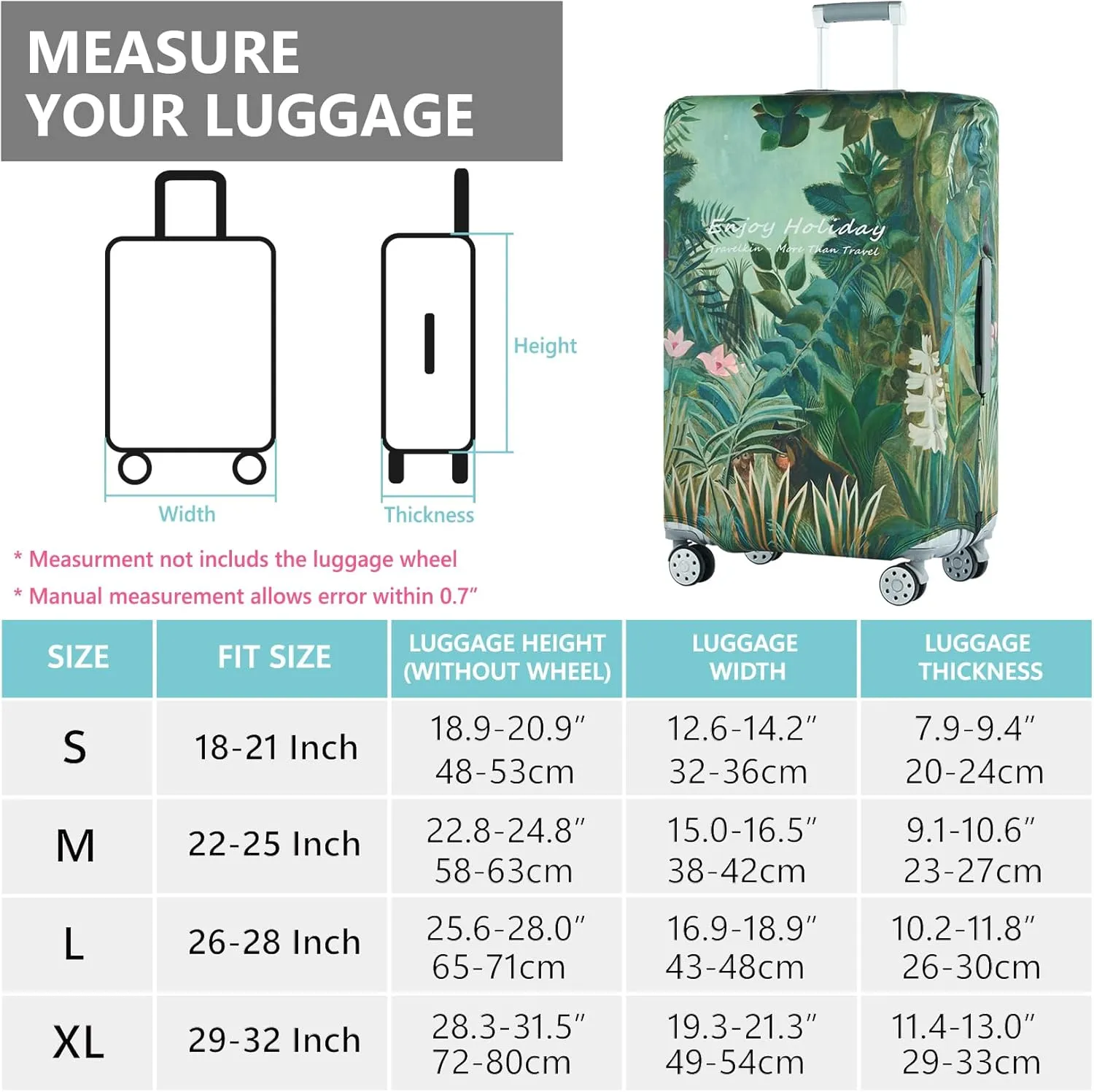 TRAVEL KIN Luggage Covers For Suitcase Tsa Approved,Suitcase Cover Protector Fit 18-32 Inch Luggage
