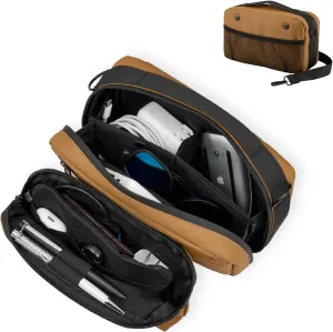 Travel Organizer Pouch Electronic Accessories Carry Case Waterproof Double Layers All-in-One for Cord, Phone, Airpods, USB Flash Drive for Men Women, Portable Charger Organizer (Sedona Orange)