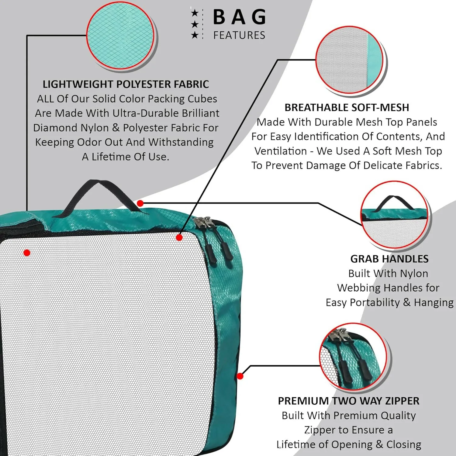 Travel Packing Cubes Polyester Organizer Bags ((Pack of 4,Airport Blue)