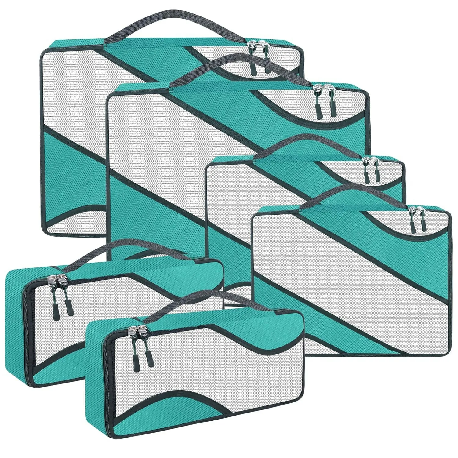 Travel Packing Cubes Polyester Organizer Bags ((Pack of 4,Airport Blue)