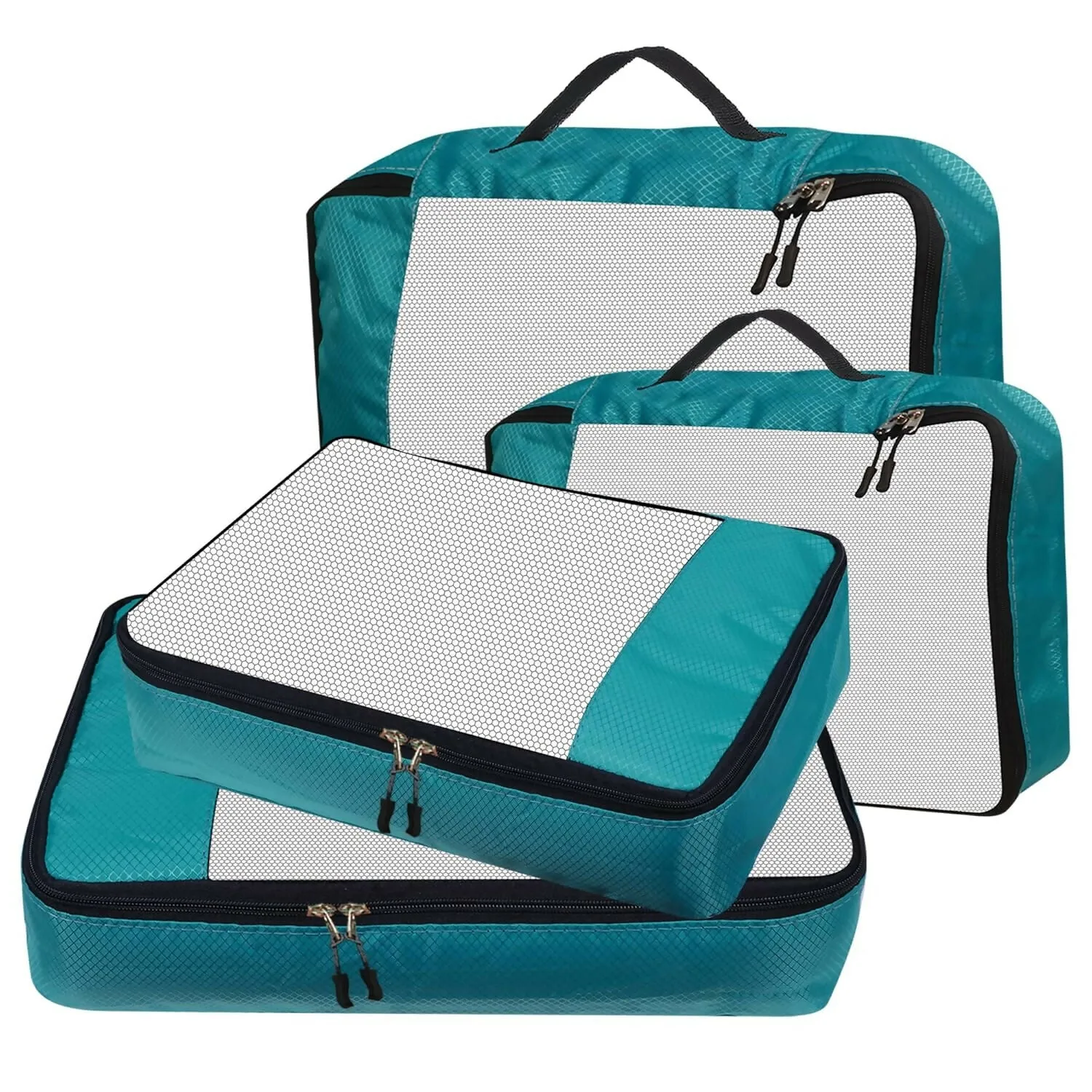 Travel Packing Cubes Polyester Organizer Bags ((Pack of 4,Airport Blue)