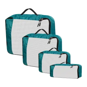 Travel Packing Cubes Polyester Organizer Bags ((Pack of 4,Airport Blue)
