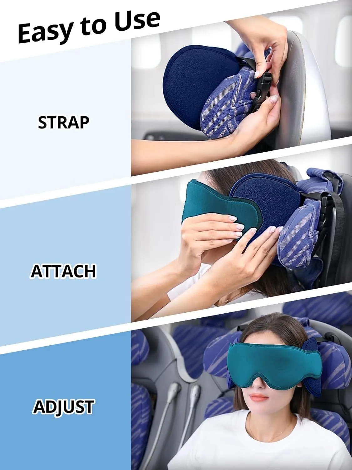 Travel Pillows for Airplanes, FSA HSA Eligible Approved Travel Accessories for Long Flight Head Support, Car Travel Pillow for Kids, Eye Mask for Sleeping Airplane, Royal Blue