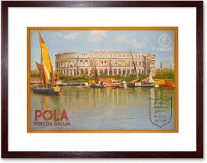 TRAVEL POLA PULA CROATIA ARENA ROMAN STADIUM VENICE LAKE BOAT ART PRINT B12X6505