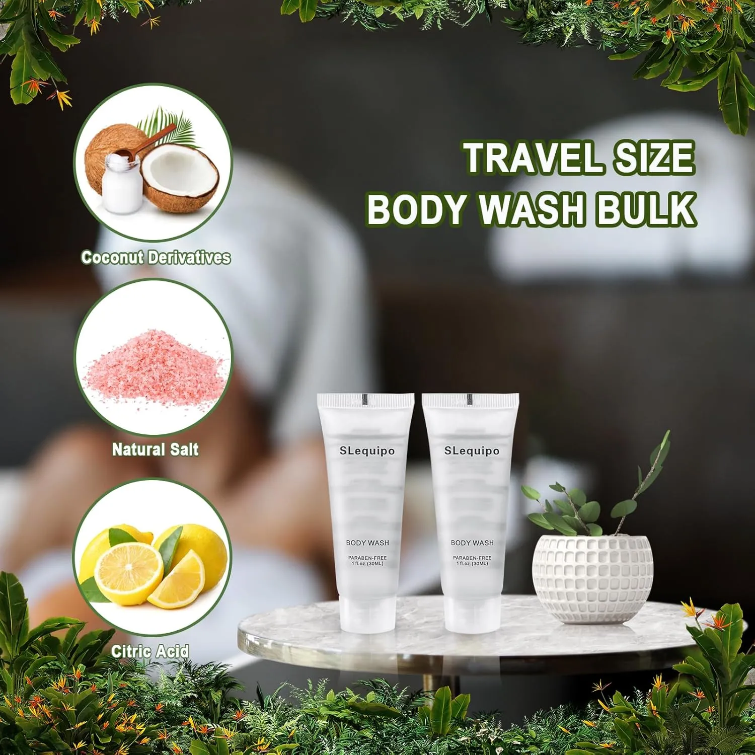 Travel Size Body Wash (1 fl oz, 30 Pack), Refreshing Hotel Body Wash, Mini and Small Size Guest Hotel Toiletries in Bulk