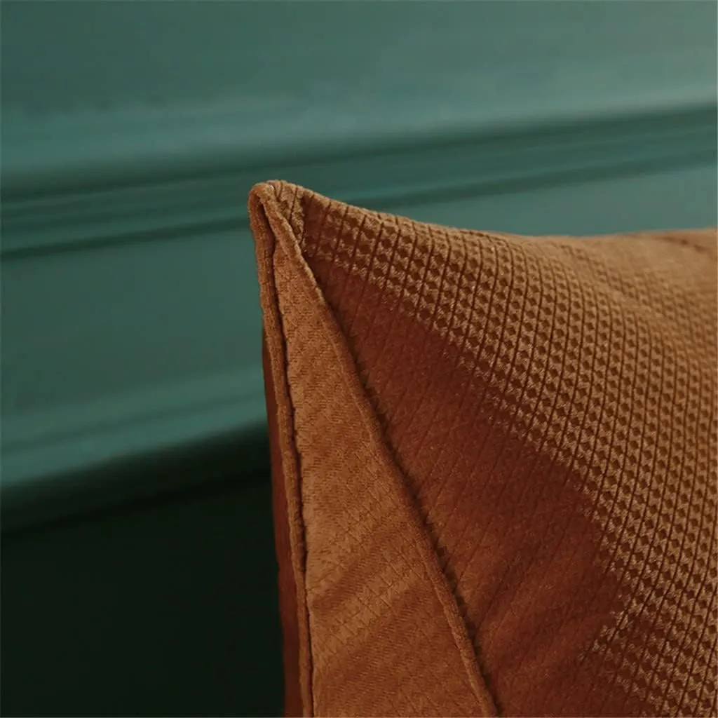 Triangular Headboard Pillow with Side Pockets, Solid Color Velvet Cushion Reading Pillow, Large Bolster Positioning Support Wedge Pillow for Daybed Bed with Removable Cover,Brown,Twin/100cm