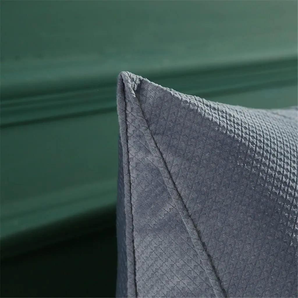 Triangular Headboard Pillow with Side Pockets, Solid Color Velvet Cushion Reading Pillow, Large Bolster Positioning Support Wedge Pillow for Daybed Bed with Removable Cover,Grey,Twin/100cm