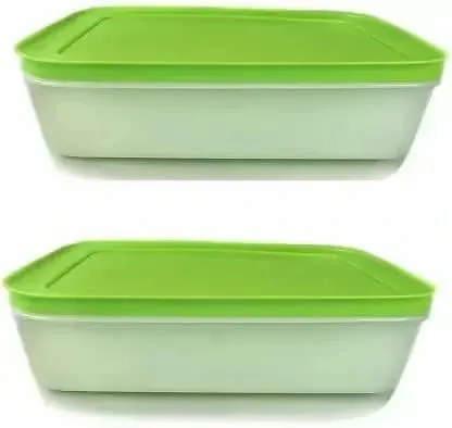 Tupperware 1L Freezermate Storage container 2 Piece GREEN Plastic Utility Container (Pack of 2, Green)