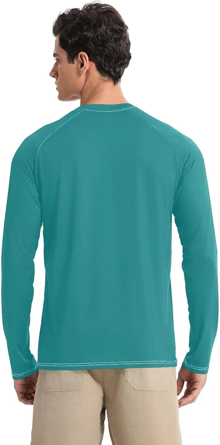 Turquoise SPF 50 Shirts for Men Quick Dry Hot Weather Long Sleeve Shirt Small