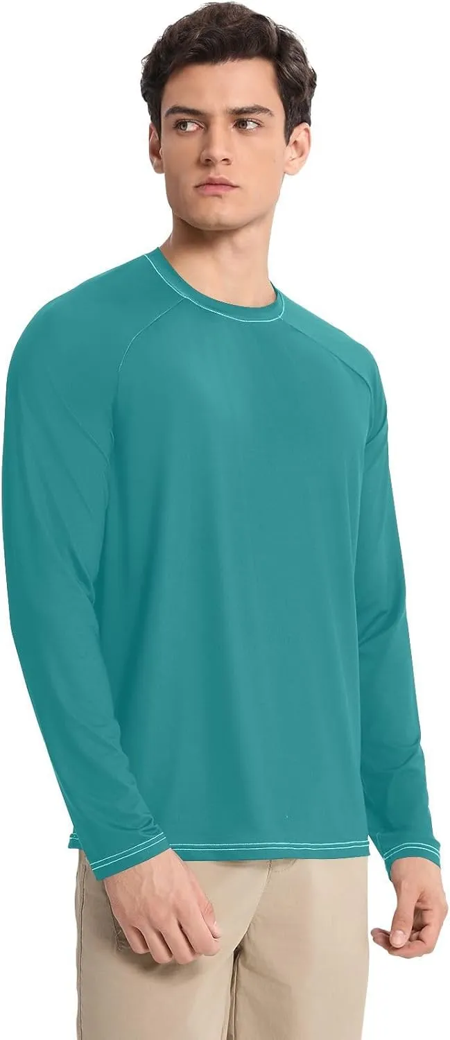 Turquoise SPF 50 Shirts for Men Quick Dry Hot Weather Long Sleeve Shirt Small