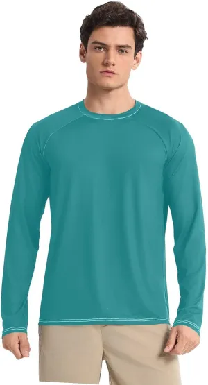 Turquoise SPF 50 Shirts for Men Quick Dry Hot Weather Long Sleeve Shirt Small