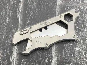 TwoSun Utility Knife Screwdriver Pry Tool Bottle Opener Titanium Mulit Tool TS149-Sand