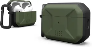 UAG Designed for AirPods Pro (2nd Gen 2022) Civilian Olive Drab, Premium Rugged Slim Water Resistant Full Protective Case Cover with Detachable Keychain Carabiner by URBAN ARMOR GEAR