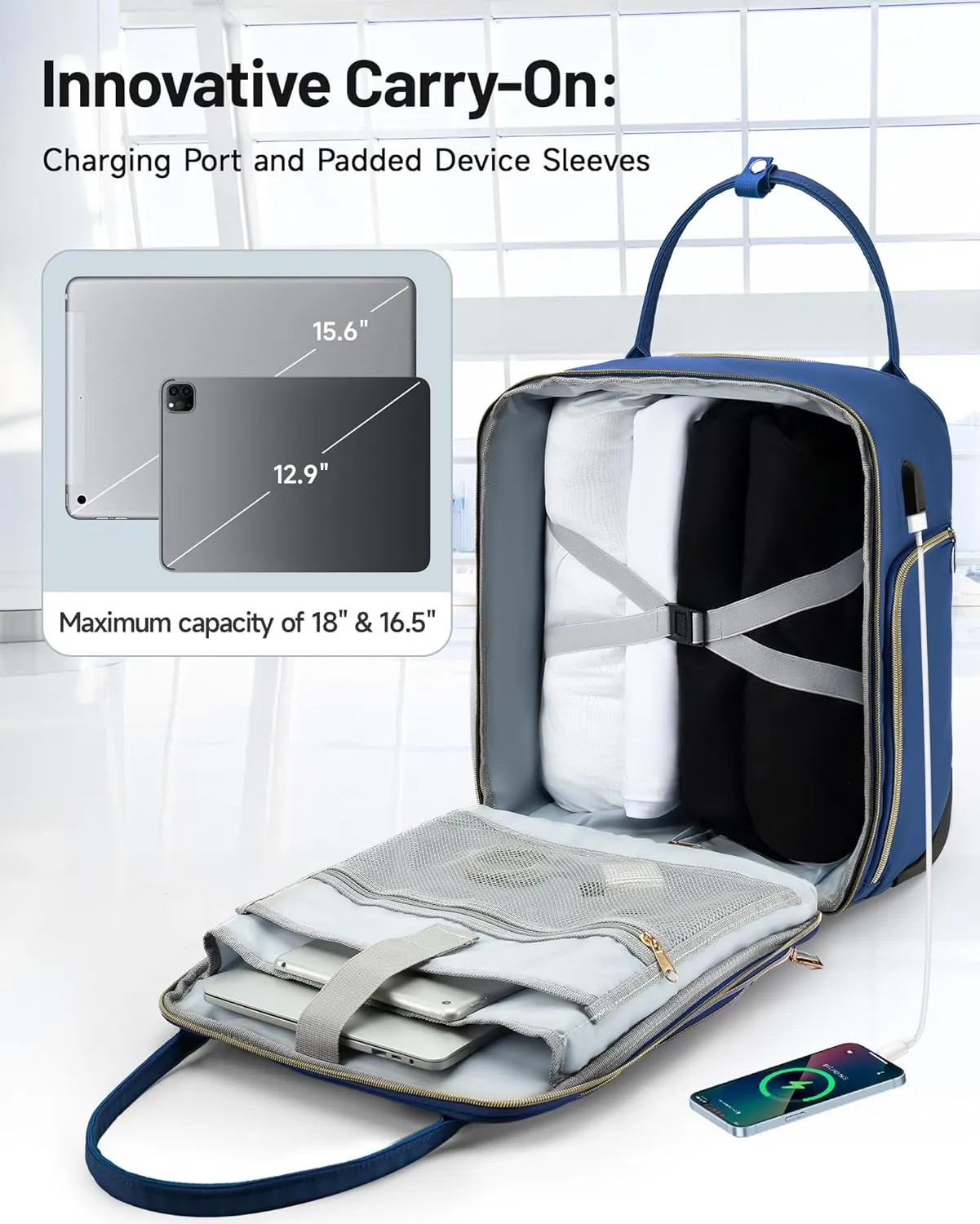 Under Seat Luggage with Wheels for Women Men, Airline Approved Underseat Carry on Luggage for Airplanes, Small Personal Item Travel Bag for Short Trip