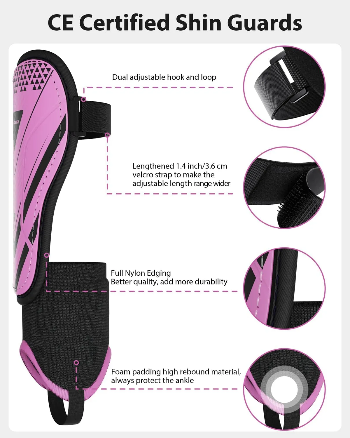 Upgraded Soccer Shin Guards for Kids Youth Adults, CE Certified AirsFish Shin Guard Sleeves Protection Gear for Boys Girls Soccer Games EVA Cushion Reduce Shocks and Injuries