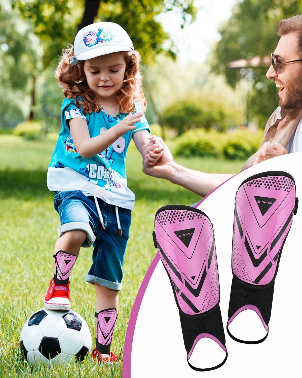 Upgraded Soccer Shin Guards for Kids Youth Adults, CE Certified AirsFish Shin Guard Sleeves Protection Gear for Boys Girls Soccer Games EVA Cushion Reduce Shocks and Injuries