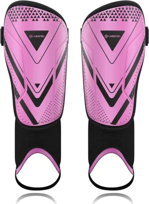 Upgraded Soccer Shin Guards for Kids Youth Adults, CE Certified AirsFish Shin Guard Sleeves Protection Gear for Boys Girls Soccer Games EVA Cushion Reduce Shocks and Injuries