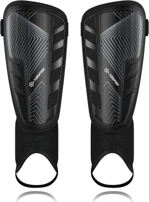 Upgraded Soccer Shin Guards for Kids Youth Adults, CE Certified AirsFish Shin Guard Sleeves Protection Gear for Boys Girls Soccer Games EVA Cushion Reduce Shocks and Injuries