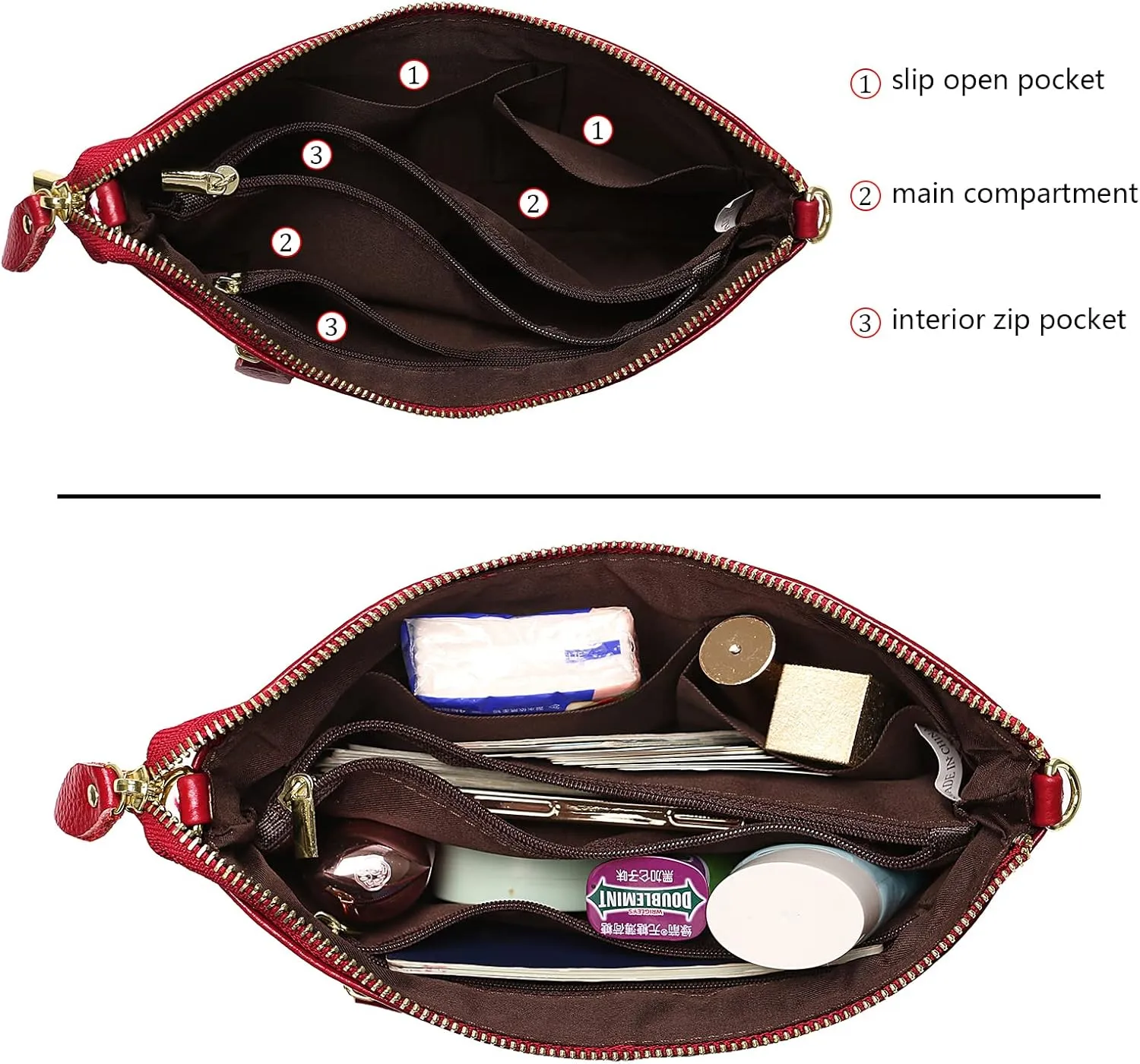 Uromee Wristlet Wallet Clutch Purses for Women Genuine Leather Crossbody Bag Handbag with Detachable Shoulder Chain