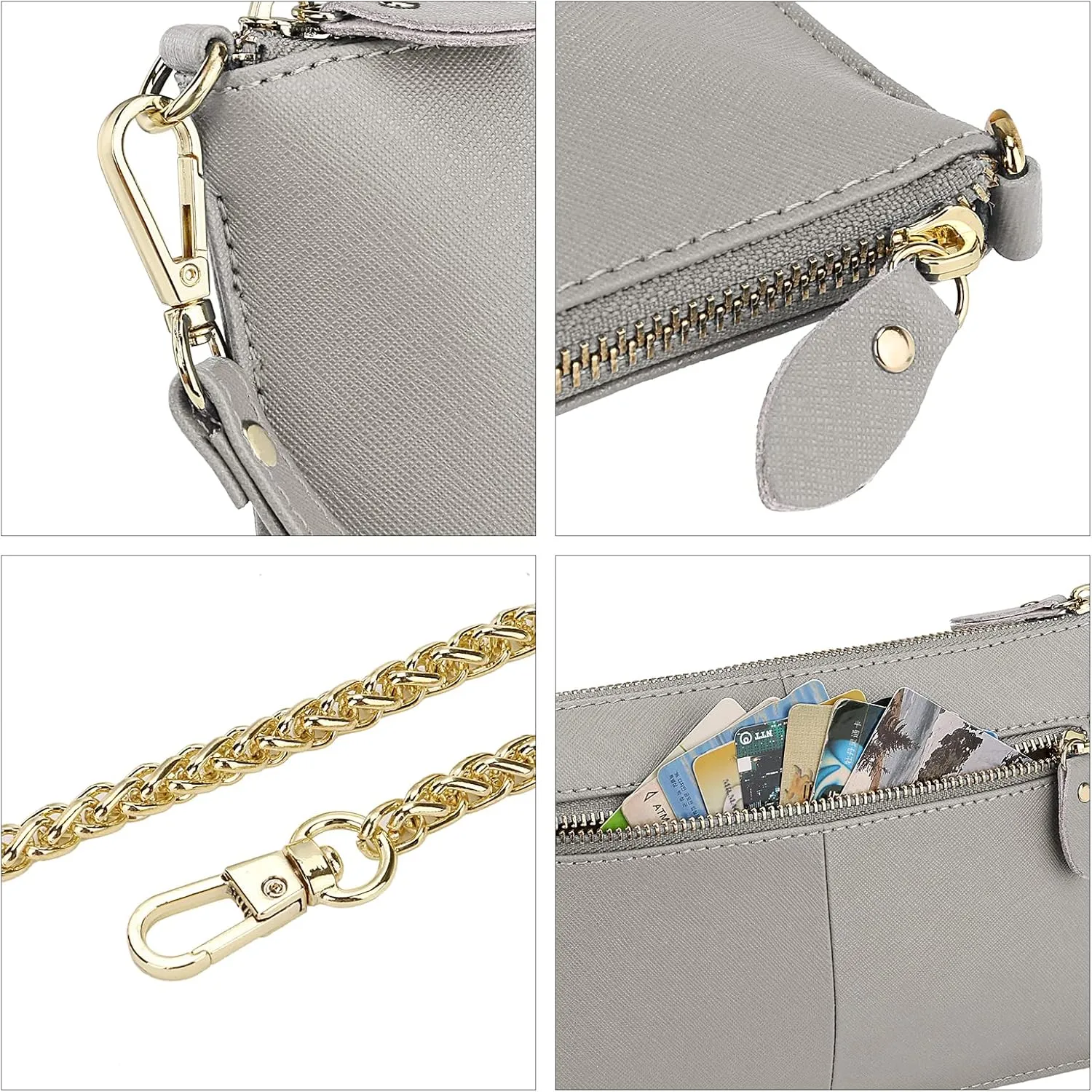 Uromee Wristlet Wallet Clutch Purses for Women Genuine Leather Crossbody Bag Handbag with Detachable Shoulder Chain