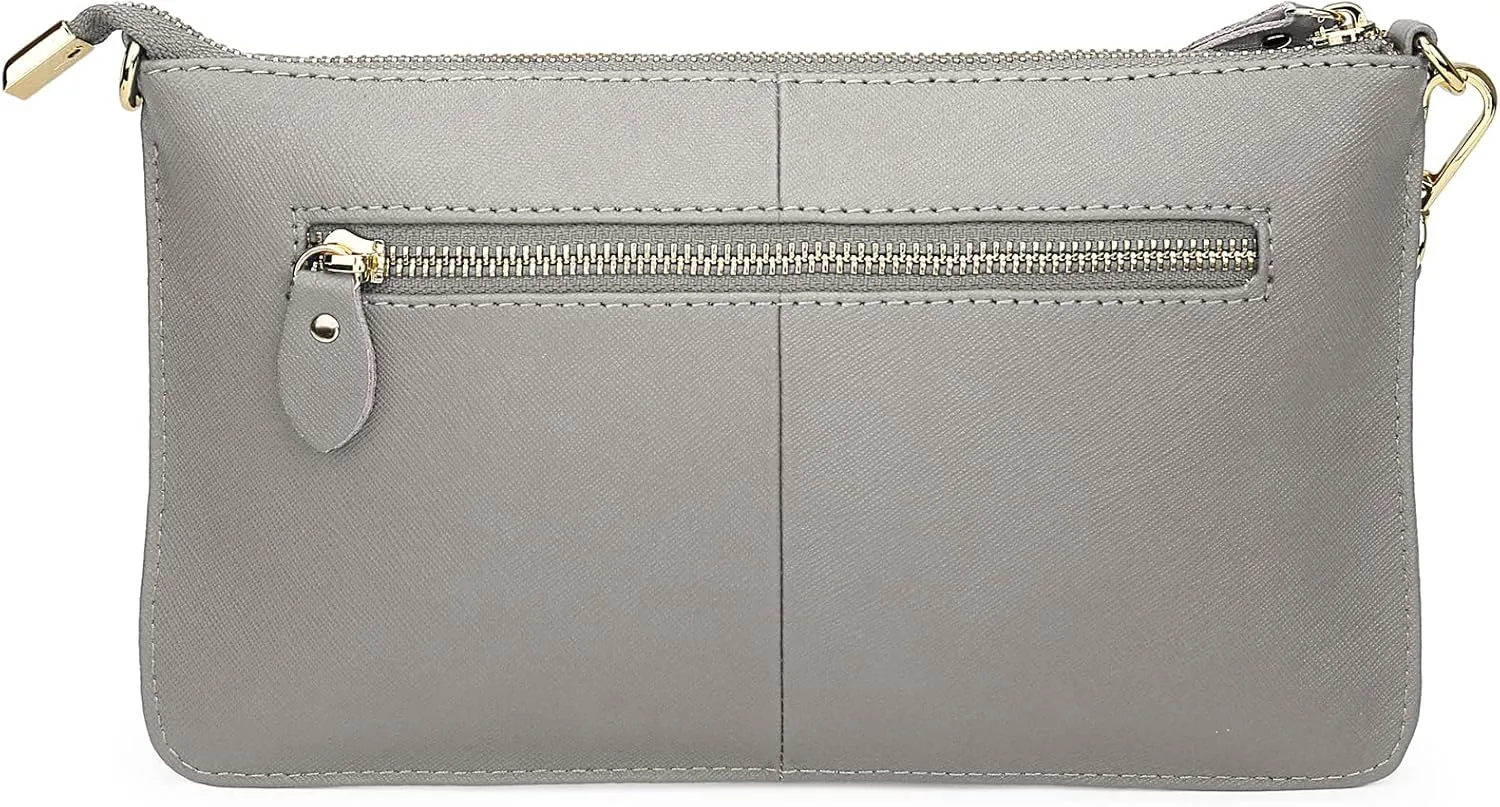 Uromee Wristlet Wallet Clutch Purses for Women Genuine Leather Crossbody Bag Handbag with Detachable Shoulder Chain