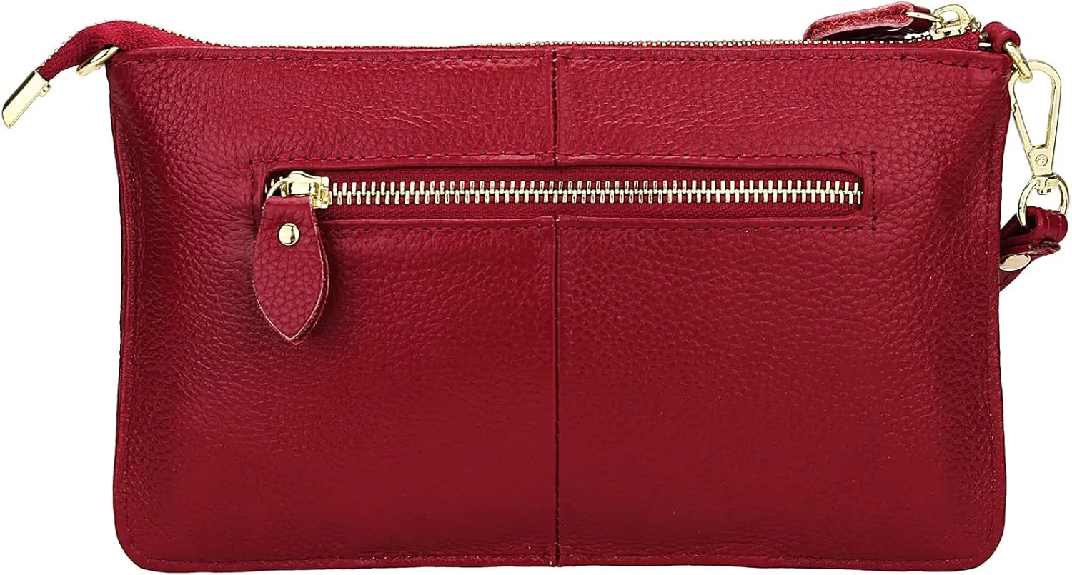Uromee Wristlet Wallet Clutch Purses for Women Genuine Leather Crossbody Bag Handbag with Detachable Shoulder Chain