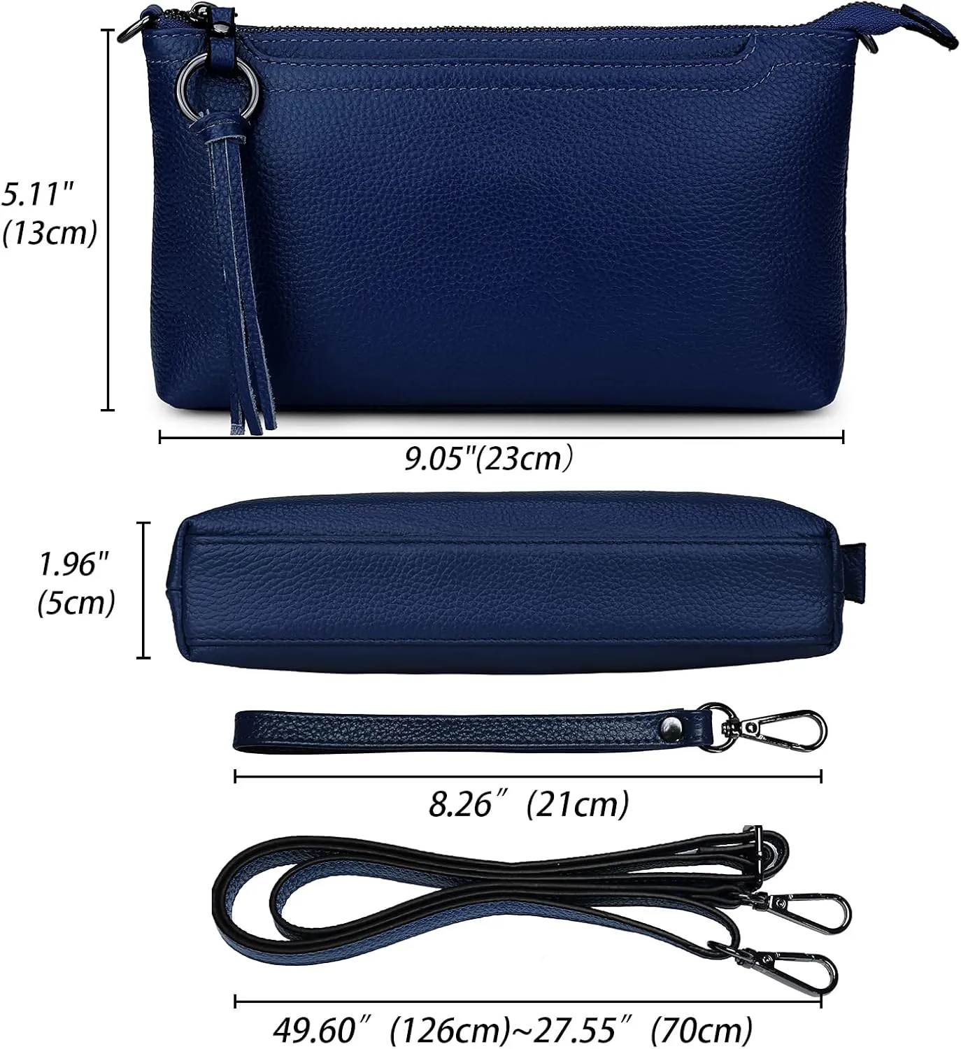Uromee Wristlet Wallet Clutch Purses for Women Genuine Leather Crossbody Bag Handbag with Detachable Shoulder Chain