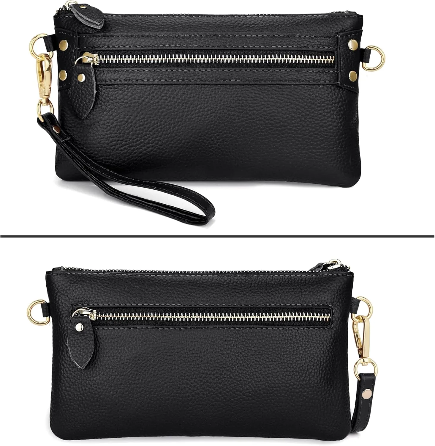 Uromee Wristlet Wallet Clutch Purses for Women Genuine Leather Crossbody Bag Handbag with Detachable Shoulder Chain