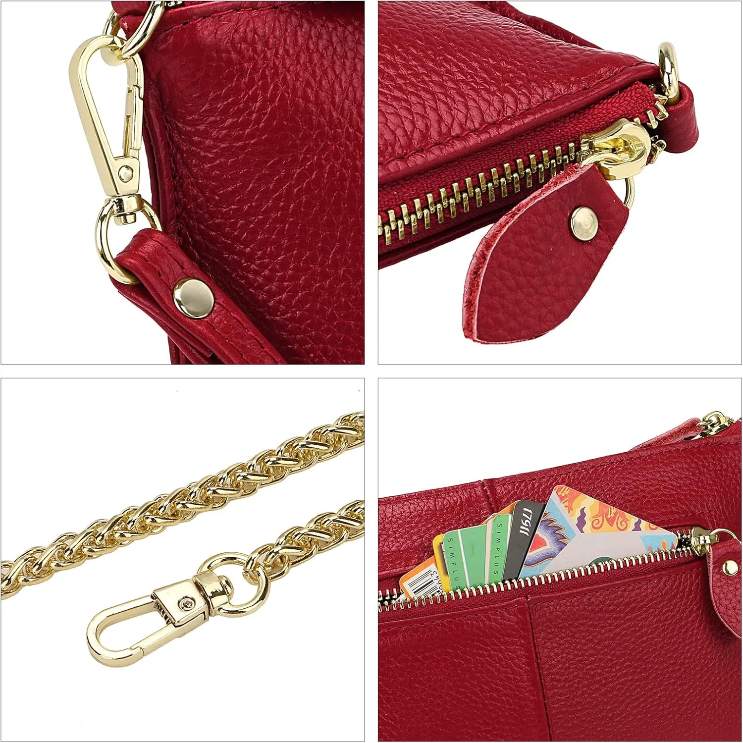 Uromee Wristlet Wallet Clutch Purses for Women Genuine Leather Crossbody Bag Handbag with Detachable Shoulder Chain