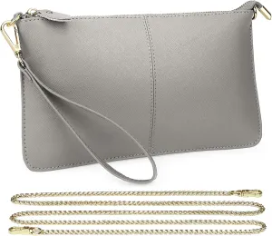 Uromee Wristlet Wallet Clutch Purses for Women Genuine Leather Crossbody Bag Handbag with Detachable Shoulder Chain