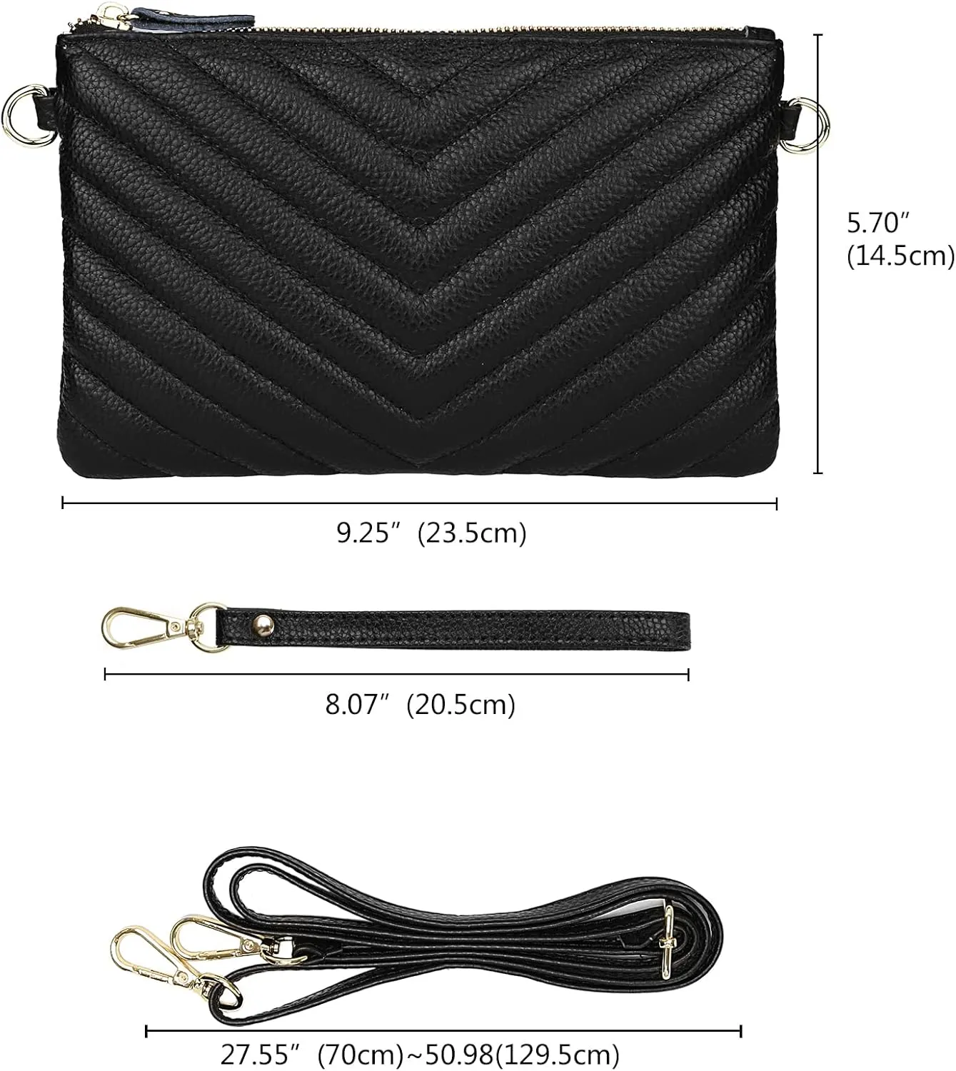 Uromee Wristlet Wallet Clutch Purses for Women Genuine Leather Crossbody Bag Handbag with Detachable Shoulder Chain