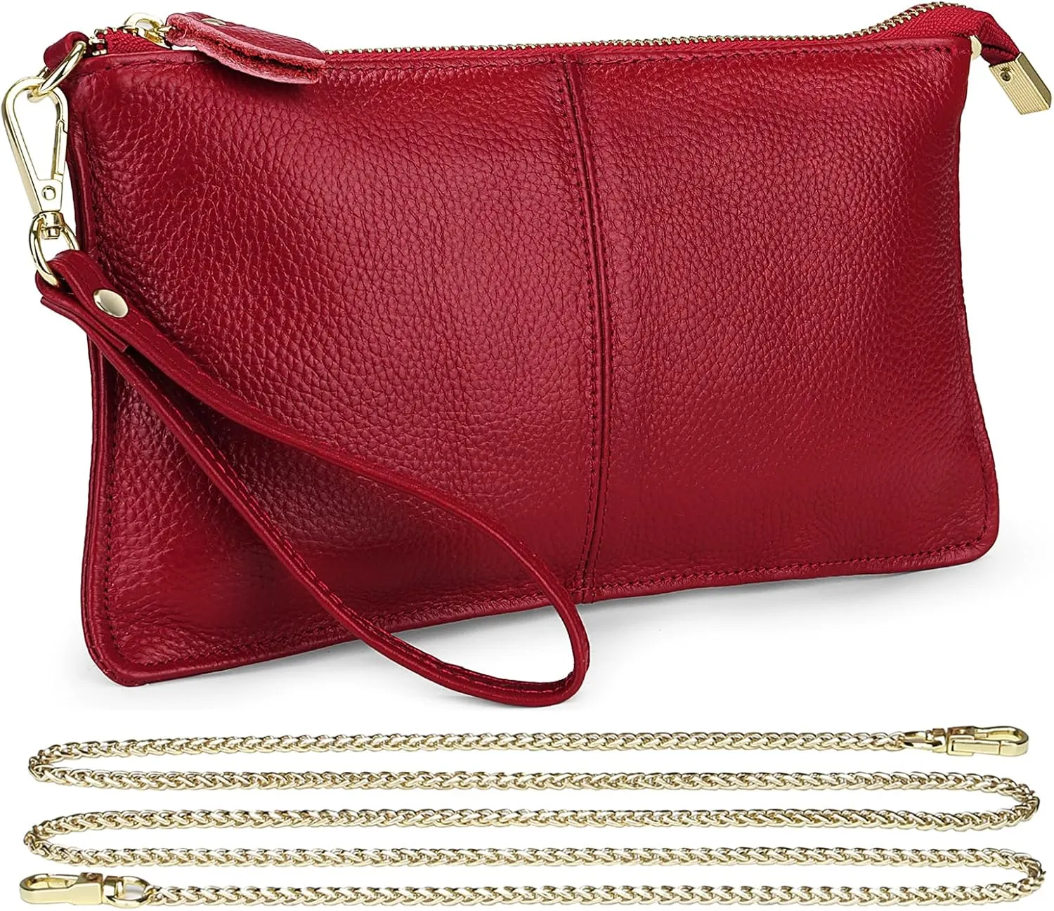 Uromee Wristlet Wallet Clutch Purses for Women Genuine Leather Crossbody Bag Handbag with Detachable Shoulder Chain