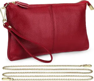 Uromee Wristlet Wallet Clutch Purses for Women Genuine Leather Crossbody Bag Handbag with Detachable Shoulder Chain