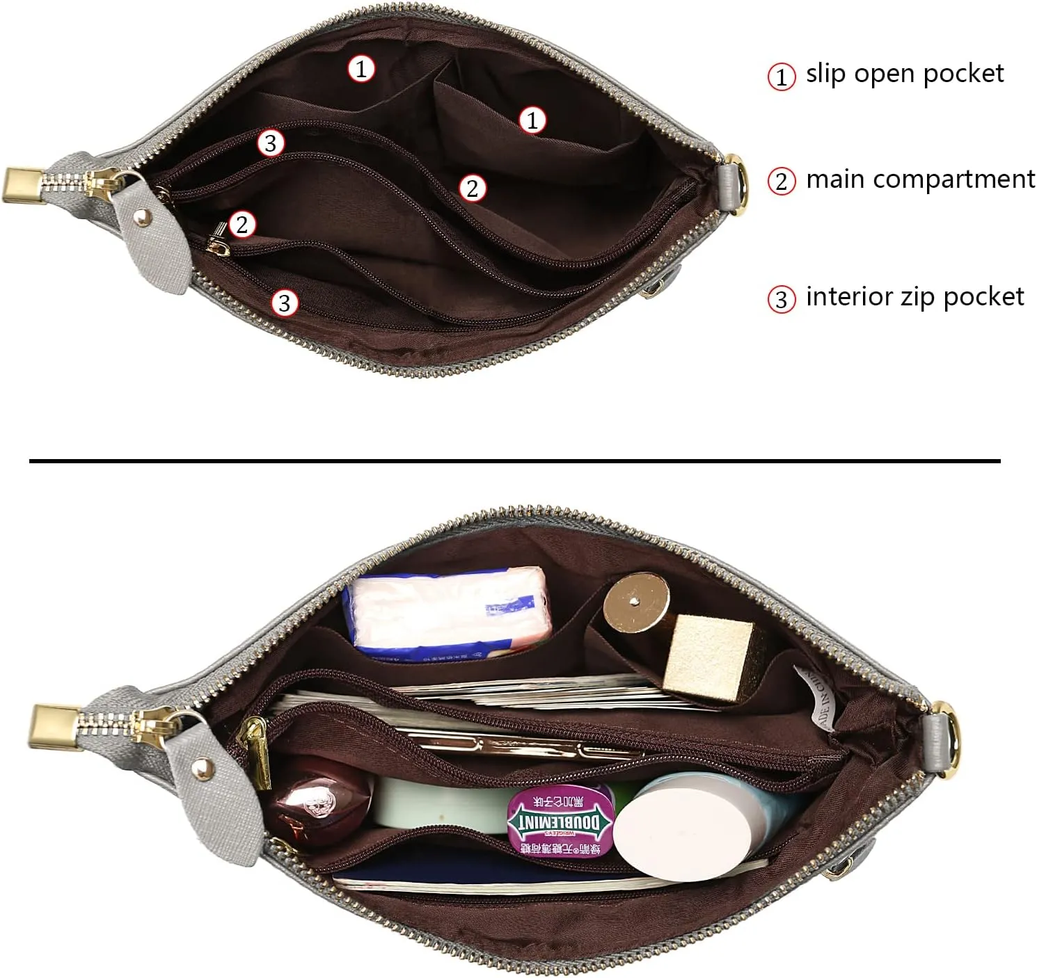 Uromee Wristlet Wallet Clutch Purses for Women Genuine Leather Crossbody Bag Handbag with Detachable Shoulder Chain