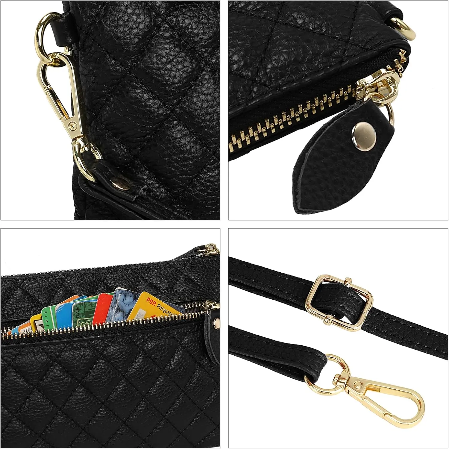 Uromee Wristlet Wallet Clutch Purses for Women Genuine Leather Crossbody Bag Handbag with Detachable Shoulder Chain