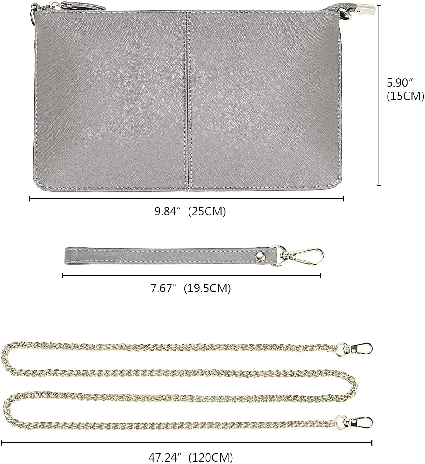 Uromee Wristlet Wallet Clutch Purses for Women Genuine Leather Crossbody Bag Handbag with Detachable Shoulder Chain