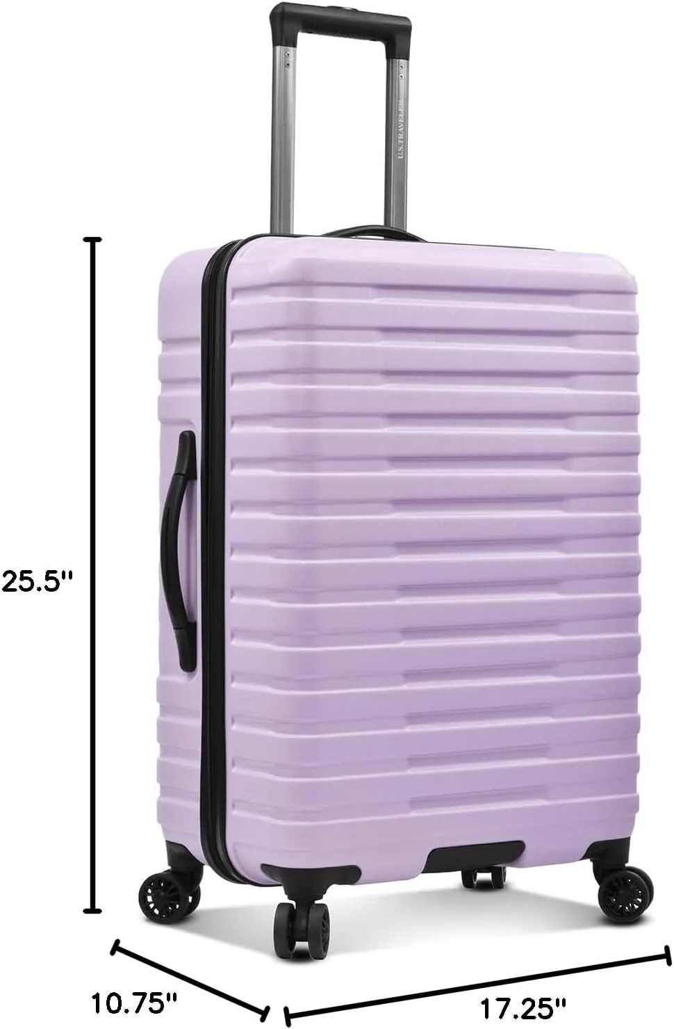 U.S. Traveler Boren Polycarbonate Hardside Rugged Travel Suitcase Luggage with 8 Spinner Wheels, Aluminum Handle, Lavender, Checked-Medium 26-Inch