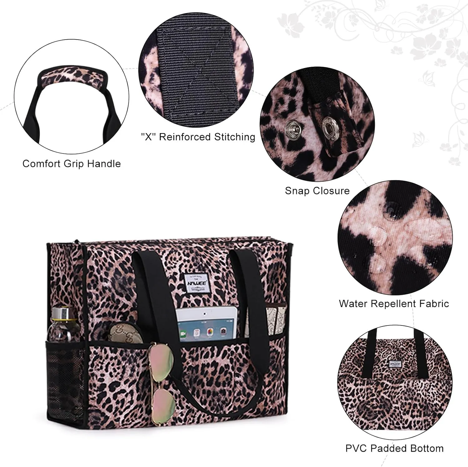 Utility Tote Bag with Laptop Compartment Luggage Sleeve Zippered Multi-pocket Commute Shoulder Purse for Nursing/Work
